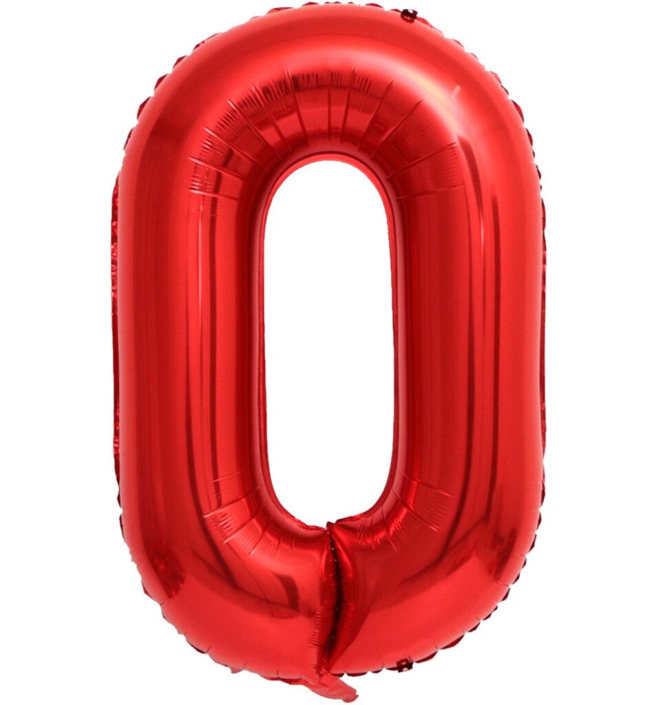 BALON FOLIOWY CYFRA 0 CZERWONA 100cm