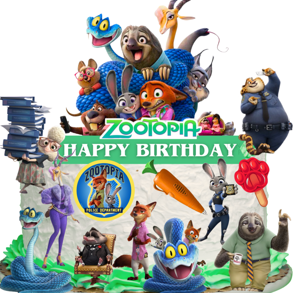 Opłatek na tort Zwierzogród Zootopia 13el.