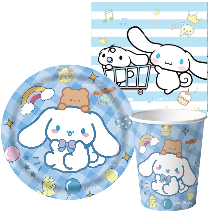 Kubki talerzyki serwetki Cinnamoroll 40el. urodziny Sanrio Kuromi
