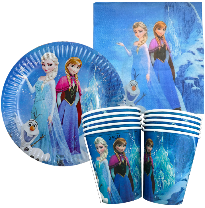 Kubki talerzyki serwetki Kraina Lodu Frozen Elsa Olaf zestaw 40el. urodziny