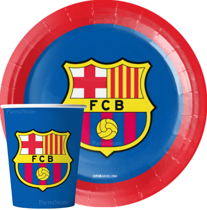 Kubki talerzyki FC Barcelona 20el. urodziny dekoracja FCB piłka nożna