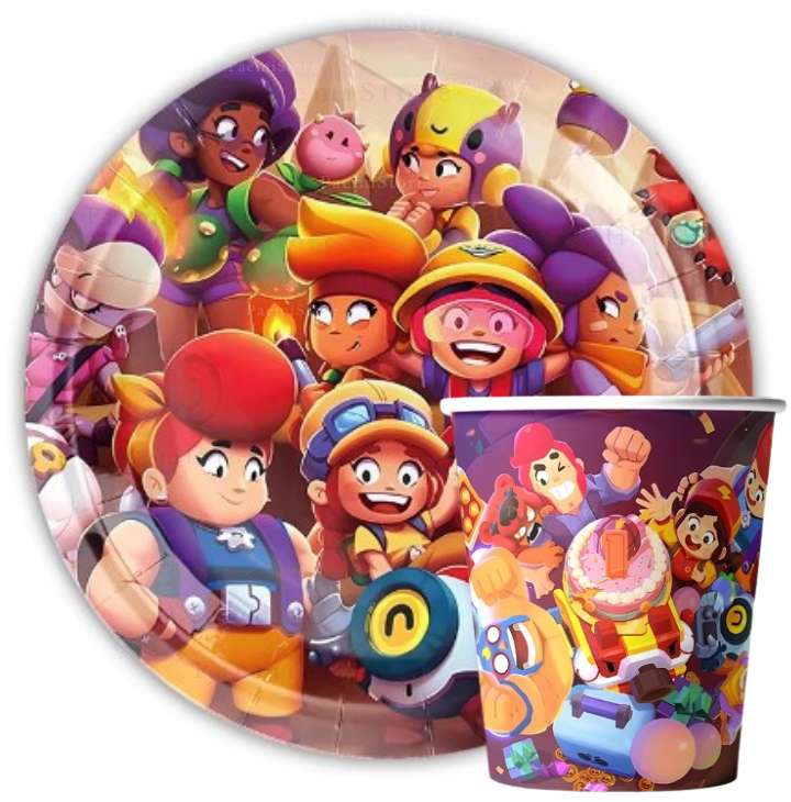 Kubki i talerzyki Brawl Stars zestaw 20szt. urodziny