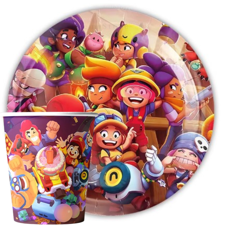 Kubki i talerzyki Brawl Stars zestaw 20szt. urodziny