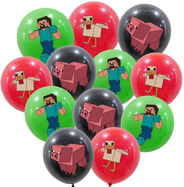 Balony lateksowe Minecraft zestaw 12szt. Steve pixel game Creeper