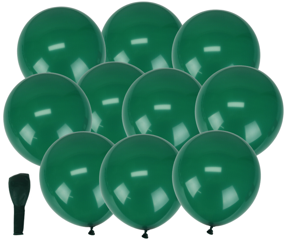 Balon lateksowe ciemno-zielone 10szt. gumowe 25cm
