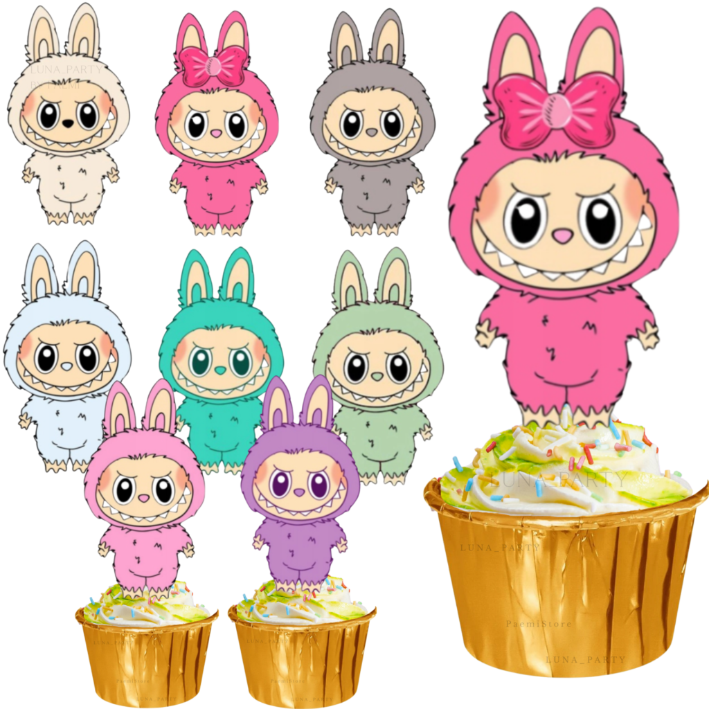 Opłatek na tort muffinki Labubu 12el.