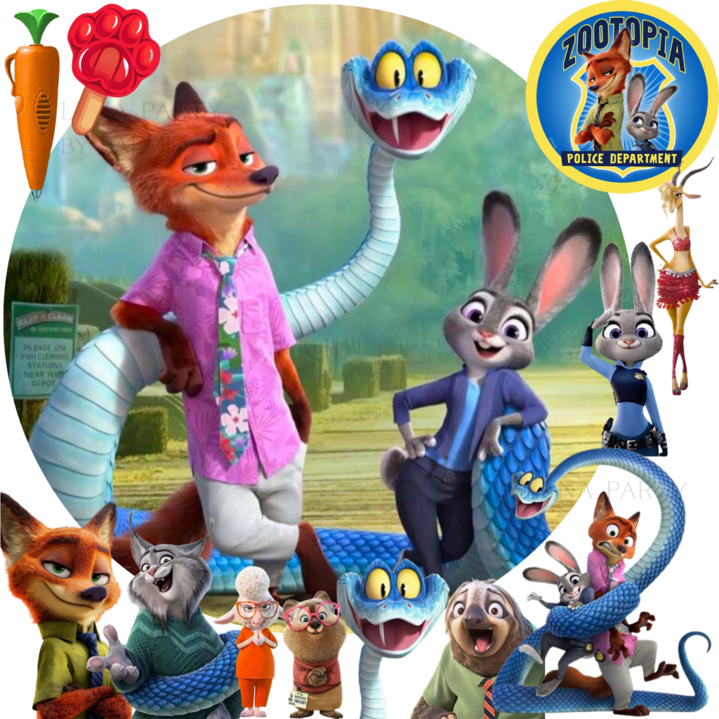 Opłatek na tort Zwierzogród Zootopia 13el.