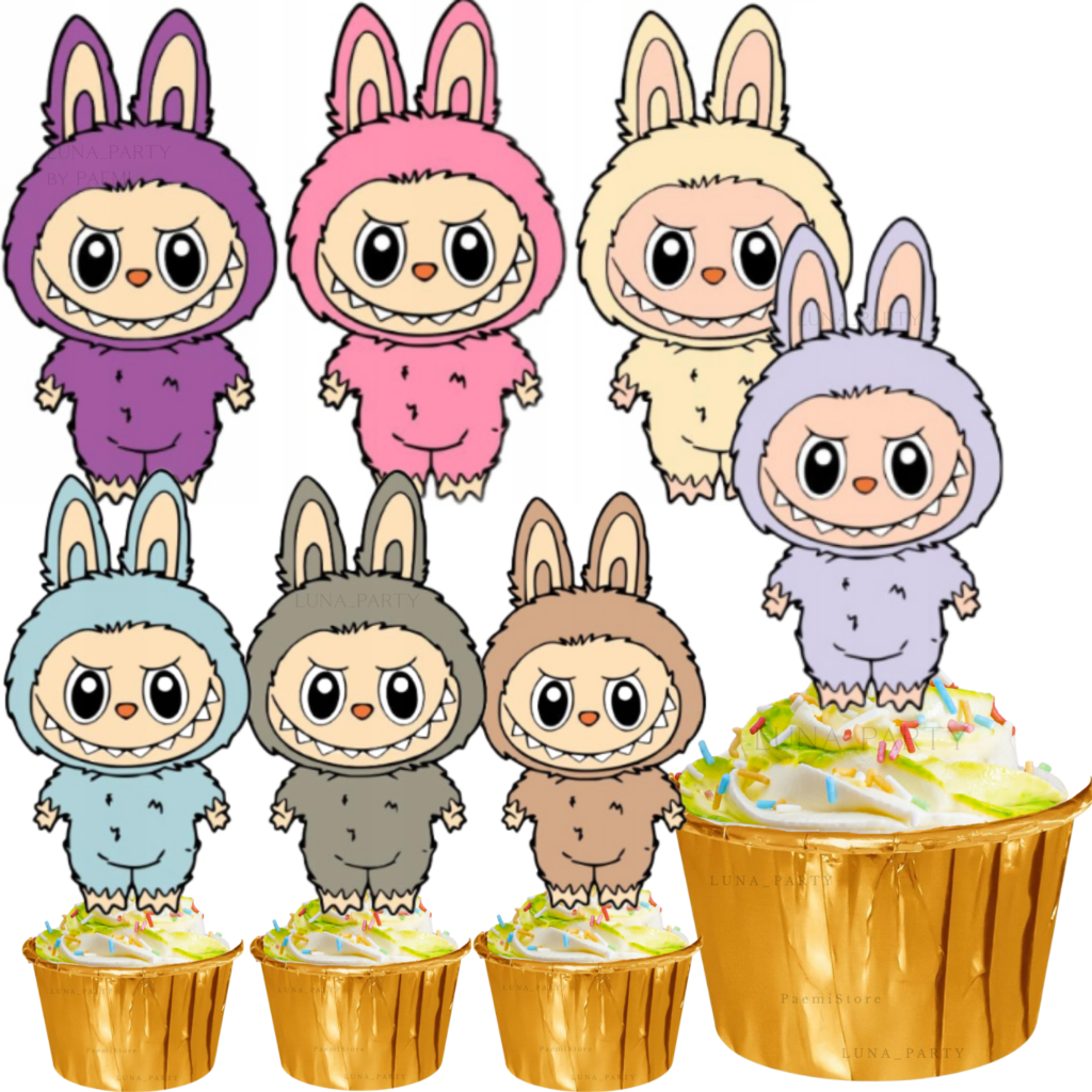 Opłatek na tort muffinki Labubu 12el.