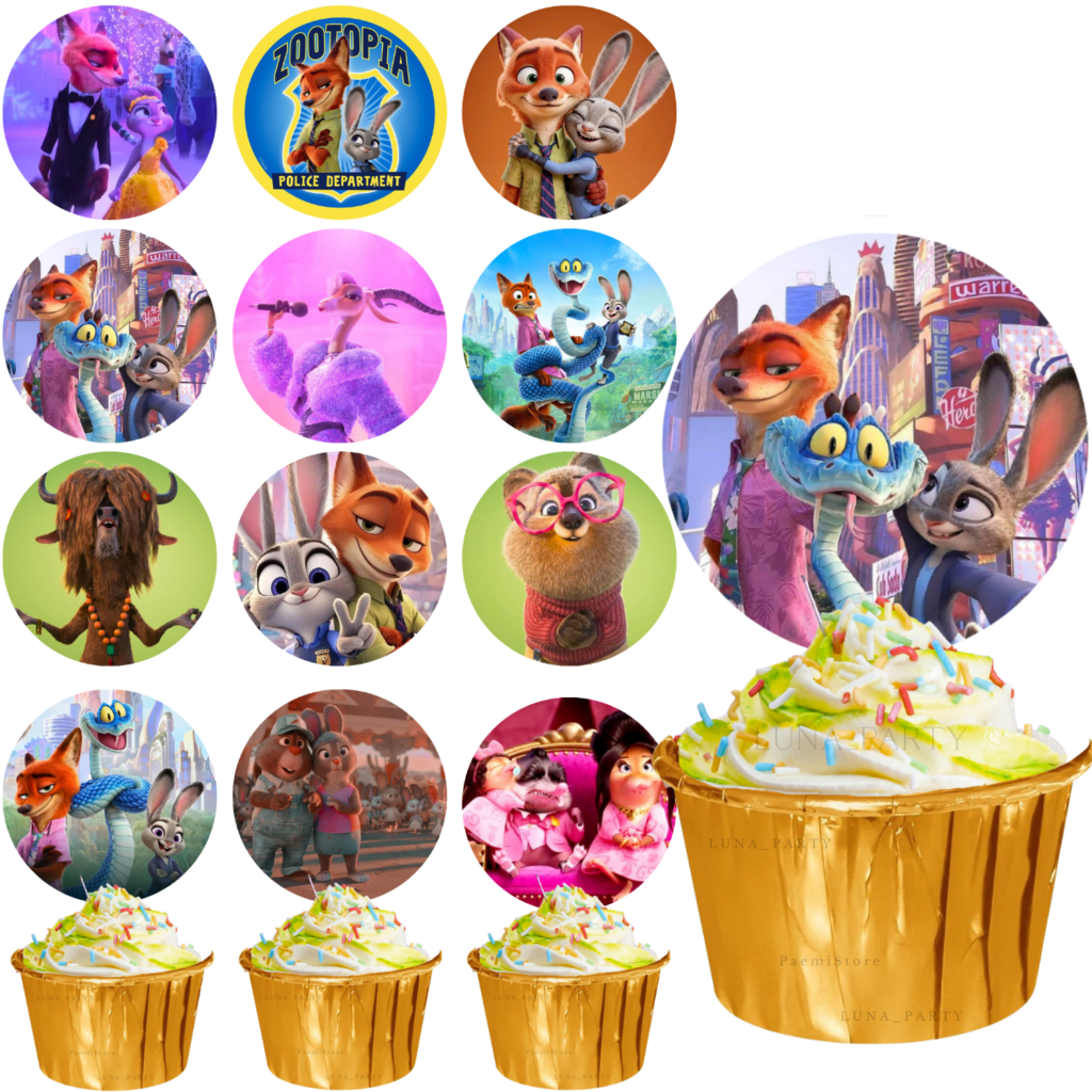 Opłatek na tort Zwierzogród Zootopia 12el.