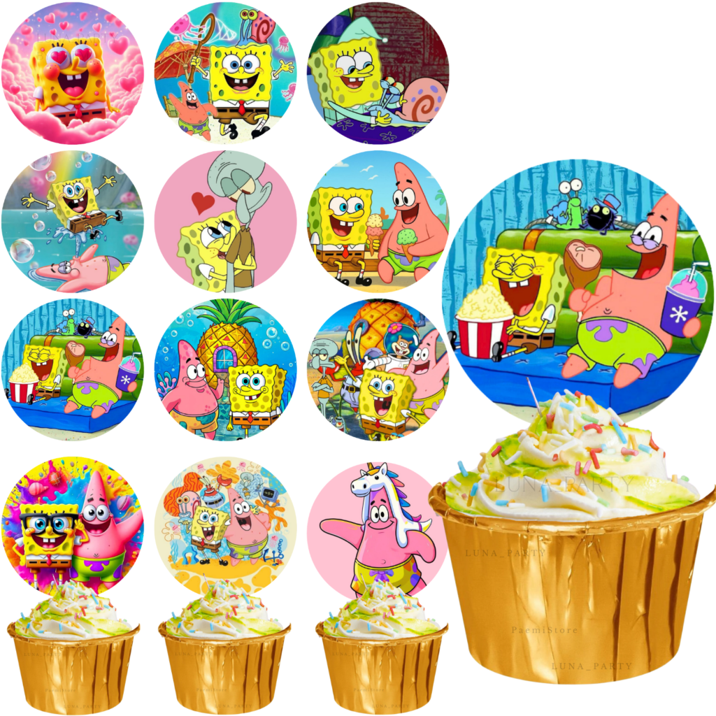Opłatek na tort muffinki Spongebob 12el. Squarepants Kanciastoporty Patryk