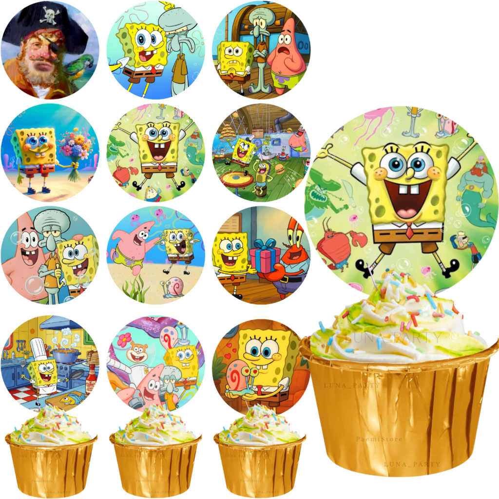 Opłatek na tort muffinki Spongebob 12el. Squarepants Kanciastoporty Patryk