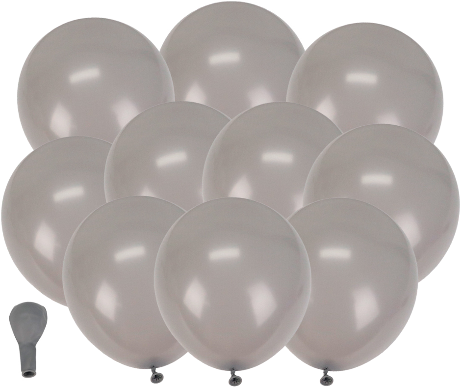 Balon lateksowe szare 10szt. gumowe 25cm