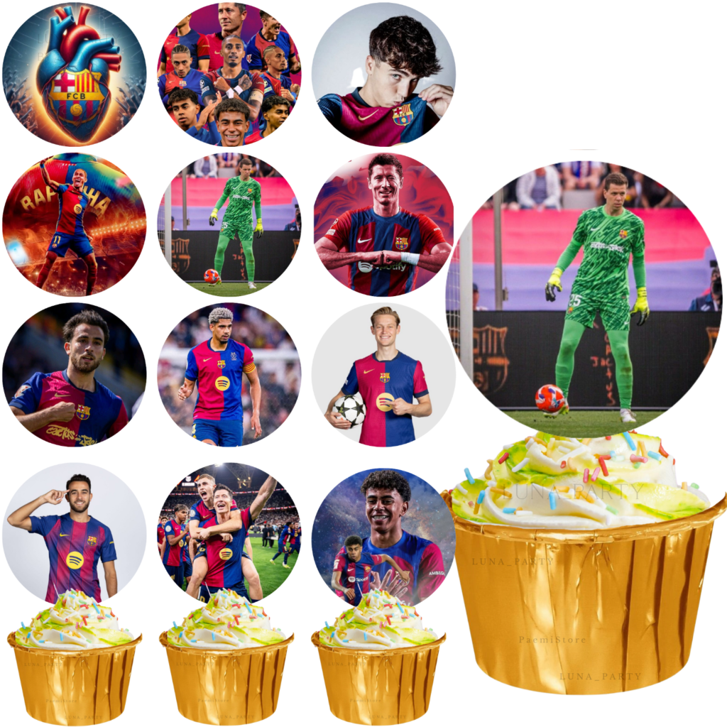 Opłatek na tort muffinki FC Barcelona 12el. piłka nożna FCB