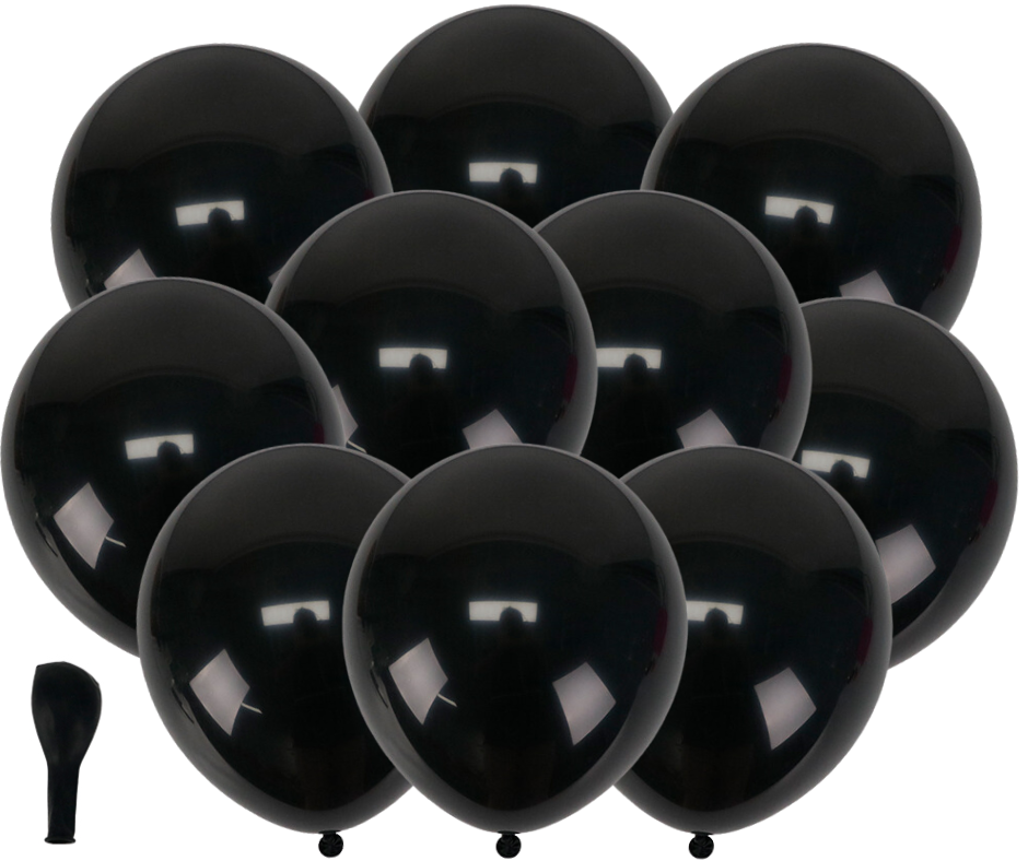 Balon lateksowe czarne 10szt. gumowe 25cm