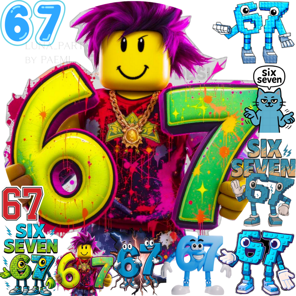 Opłatek na tort 67 Six Seven Brainrot 12el.