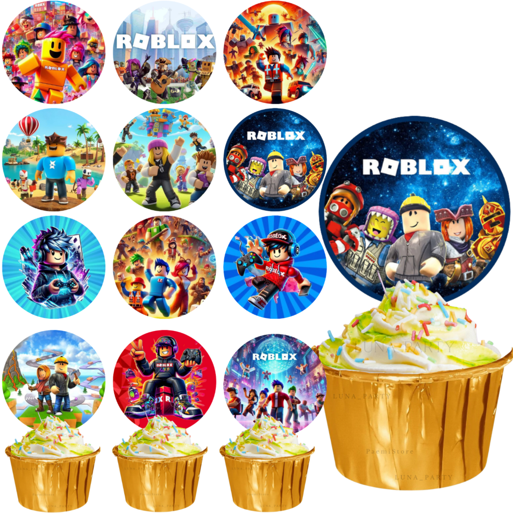 Opłatek na tort muffinki Roblox 12el. game