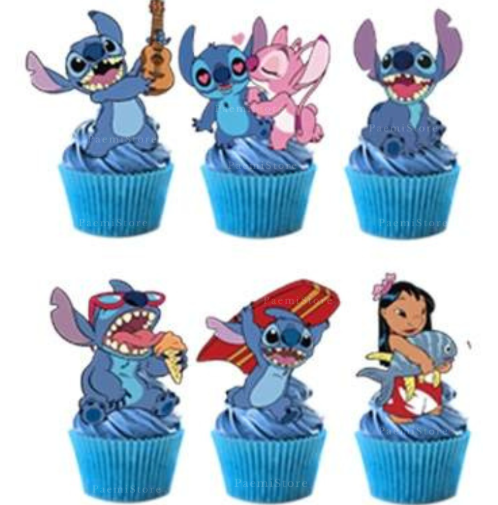 Toppery pikery Lilo & Stitch Sticz 6szt. na tort babeczki muffinki