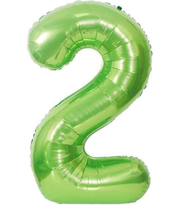 BALON FOLIOWY CYFRA 2 ZIELONA 100cm