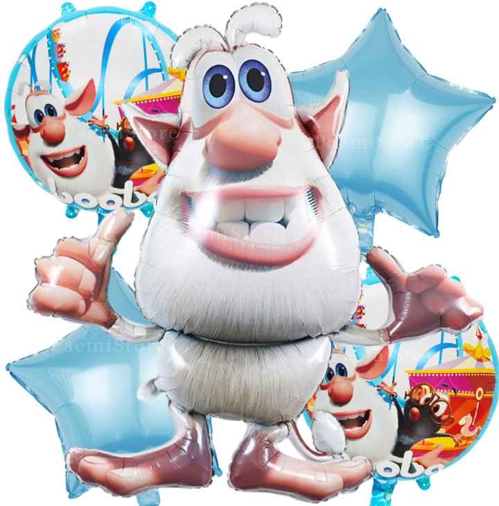 Balony foliowe Booba 5szt. zestaw świnka cooper urodziny dekoracja