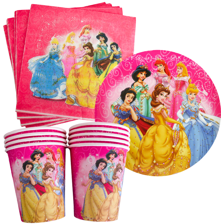 Kubki talerzyki serwetki Księżniczki Disney Princess zestaw 40el. urodziny