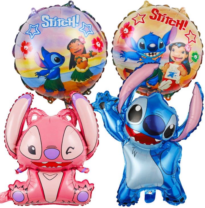 Balony foliowe Lilo & Stitch Sticz Angel zestaw 4szt. urodziny