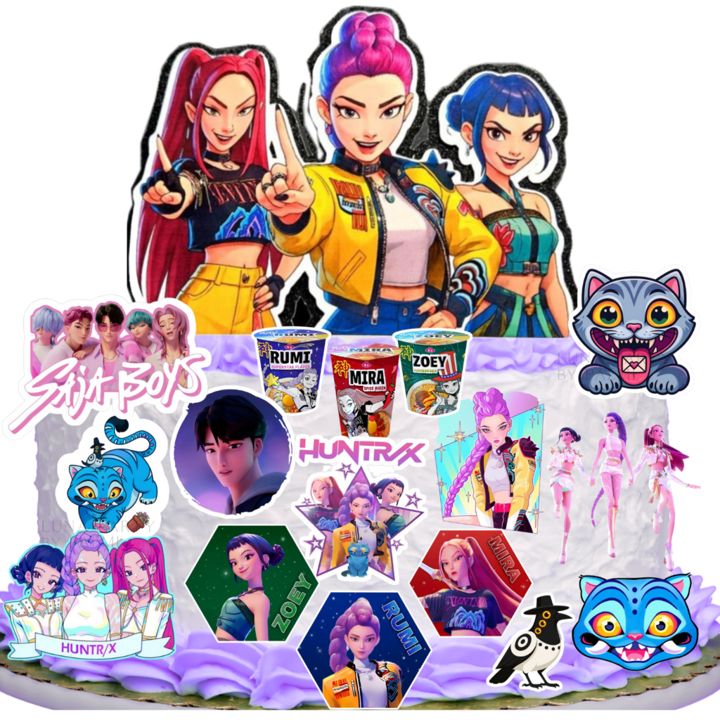 Opłatek na tort K-Pop Demon Hunters 17el. Huntrix Saja Boys