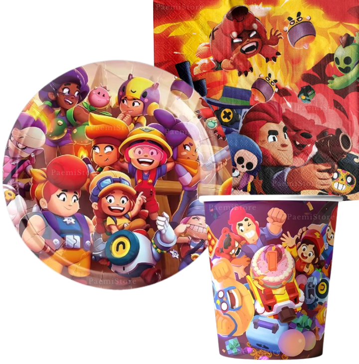 Kubki talerzyki serwetki Brawl Stars zestaw 40el. urodziny