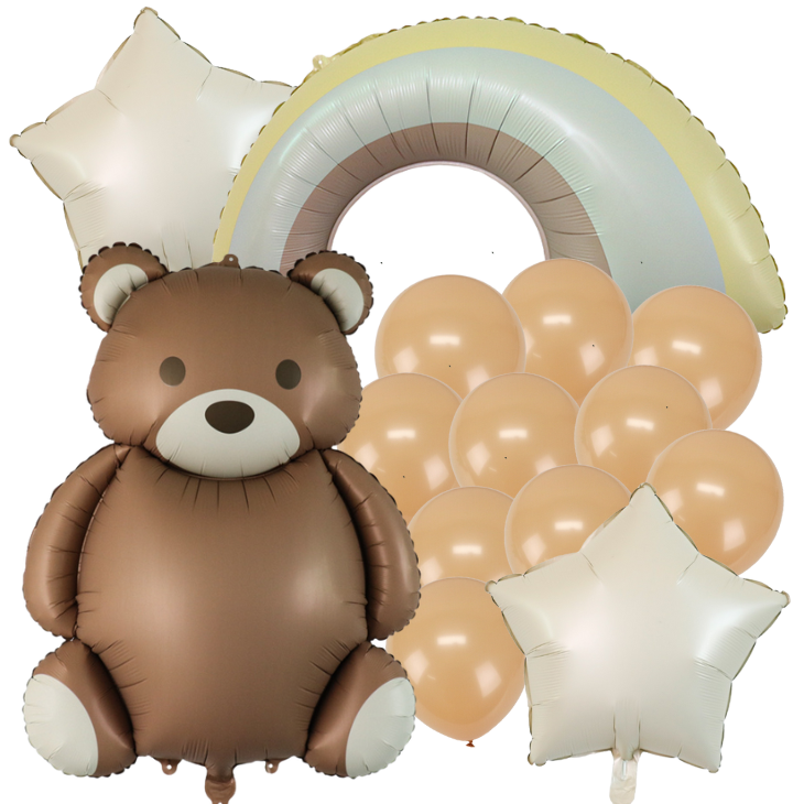 Balony foliowe i lateksowe Misiu Tęcza Gwiazdy 14szt.