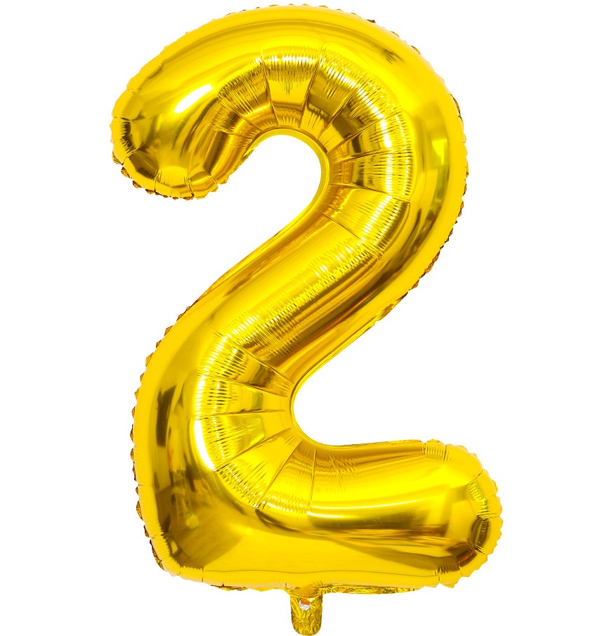 BALON FOLIOWY CYFRA 2 ZŁOTA 100cm