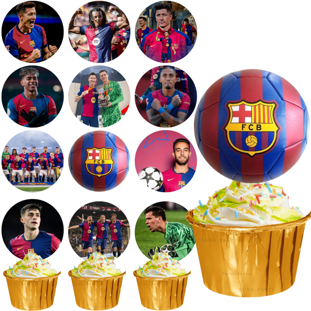 Opłatek na tort muffinki FC Barcelona 12el. piłka nożna FCB