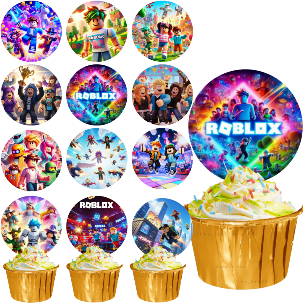 Opłatek na tort muffinki Roblox 12el. game