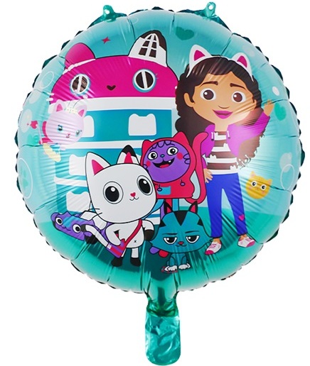 Balon foliowy Koci Domek Gabi 45cm okrągły dwustronny