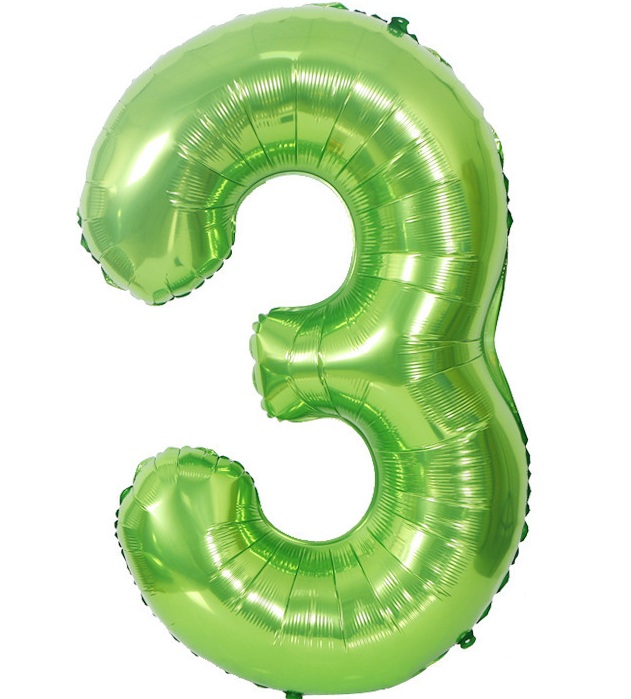 BALON FOLIOWY CYFRA 3 ZIELONA 100cm
