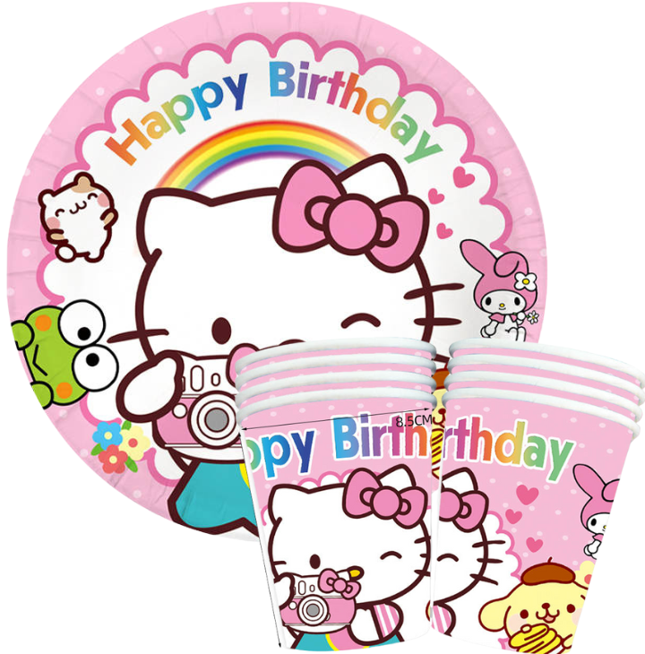 Kubki talerzyki Hello Kitty 20el. urodziny dekoracja