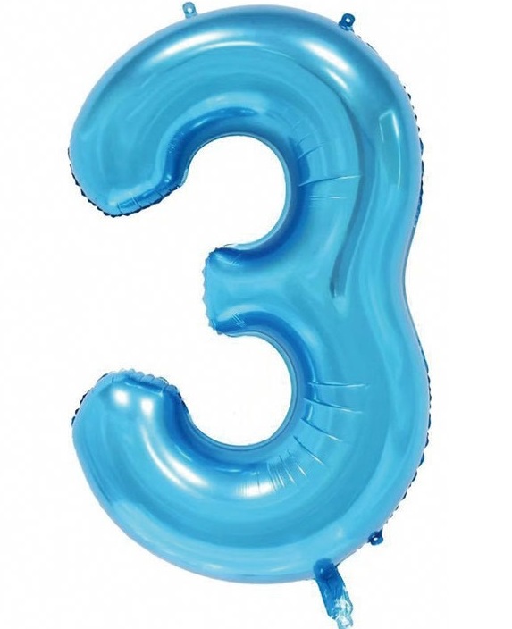 BALON FOLIOWY CYFRA 3 NIEBIESKA 100cm