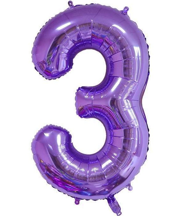 BALON FOLIOWY CYFRA 3 FIOLETOWA 100cm