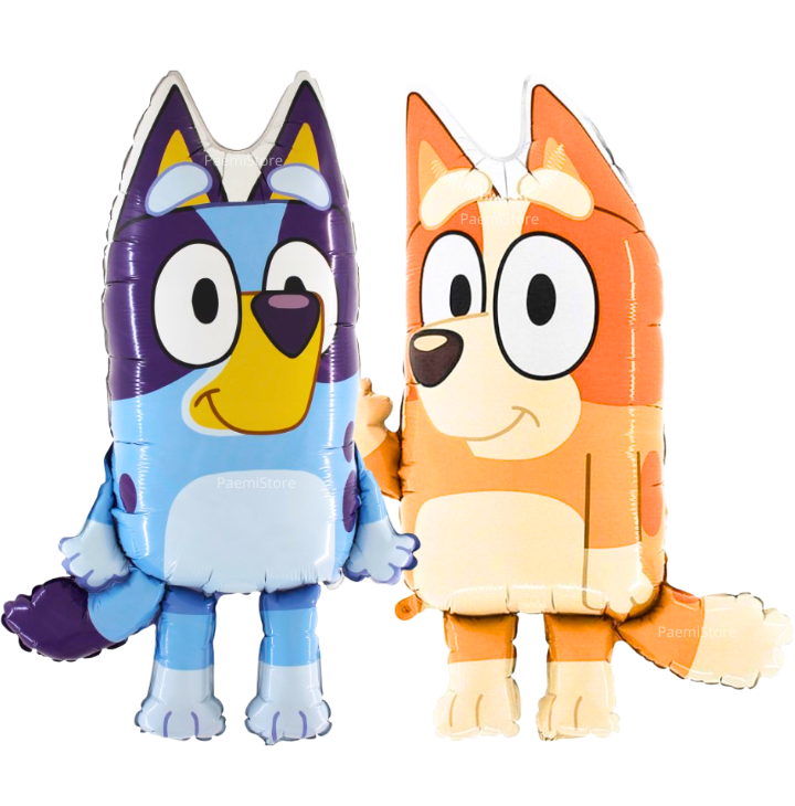 Balony foliowe Bluey i Bingo 4szt. zestaw pieski Chilli Bandit