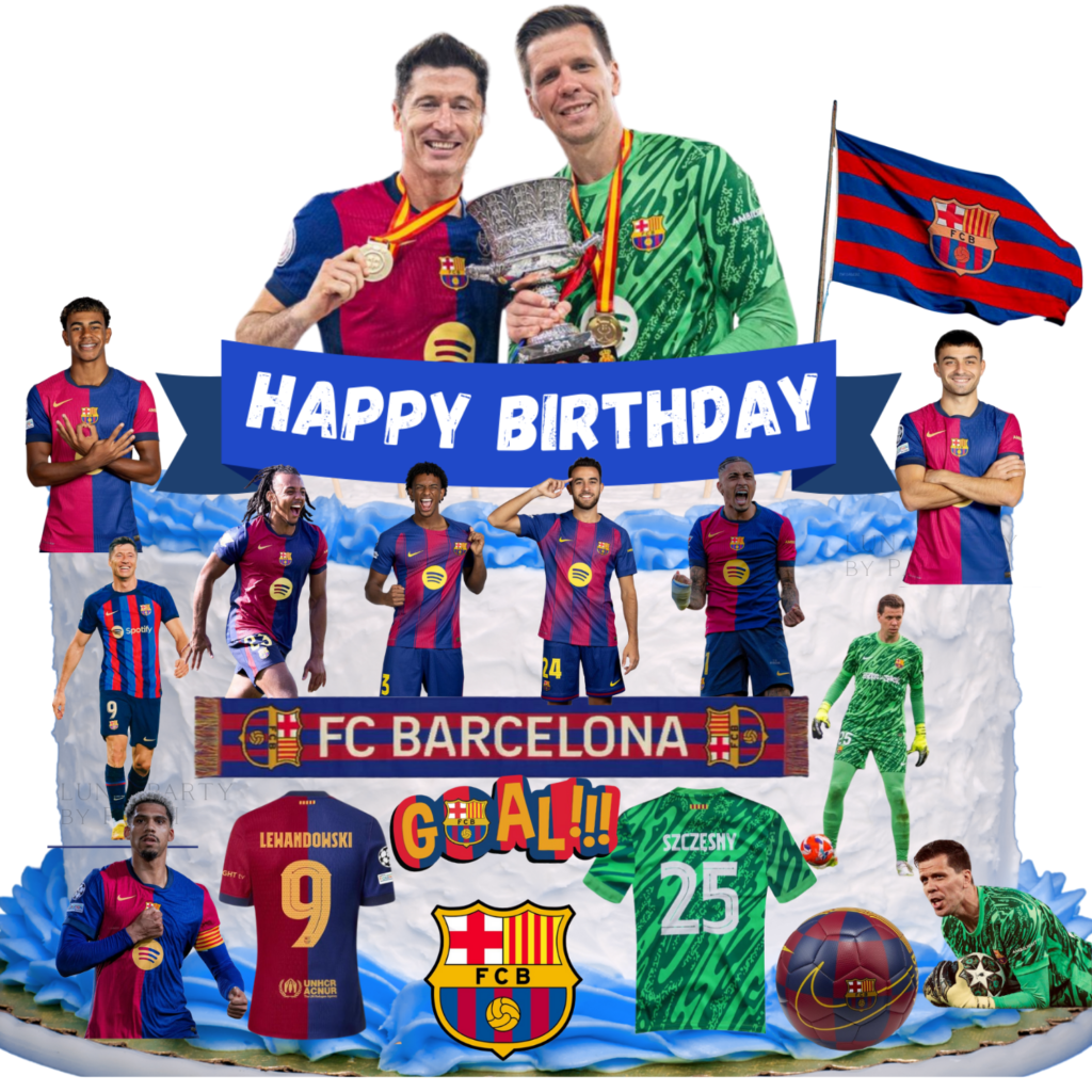 Opłatek na tort FC Barcelona 17el. piłka nożna FCB