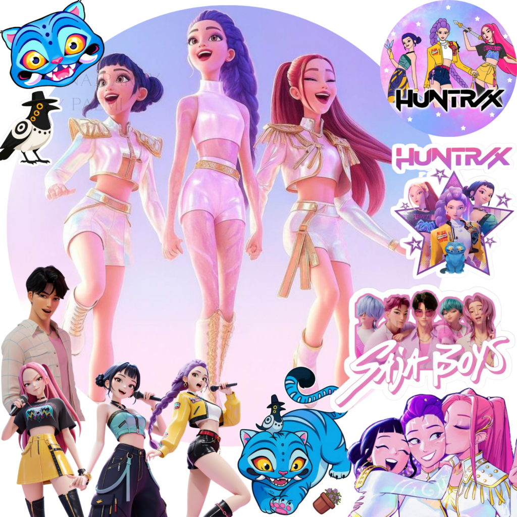 Opłatek na tort K-Pop Demon Hunters 12el. Huntrix Saja Boys
