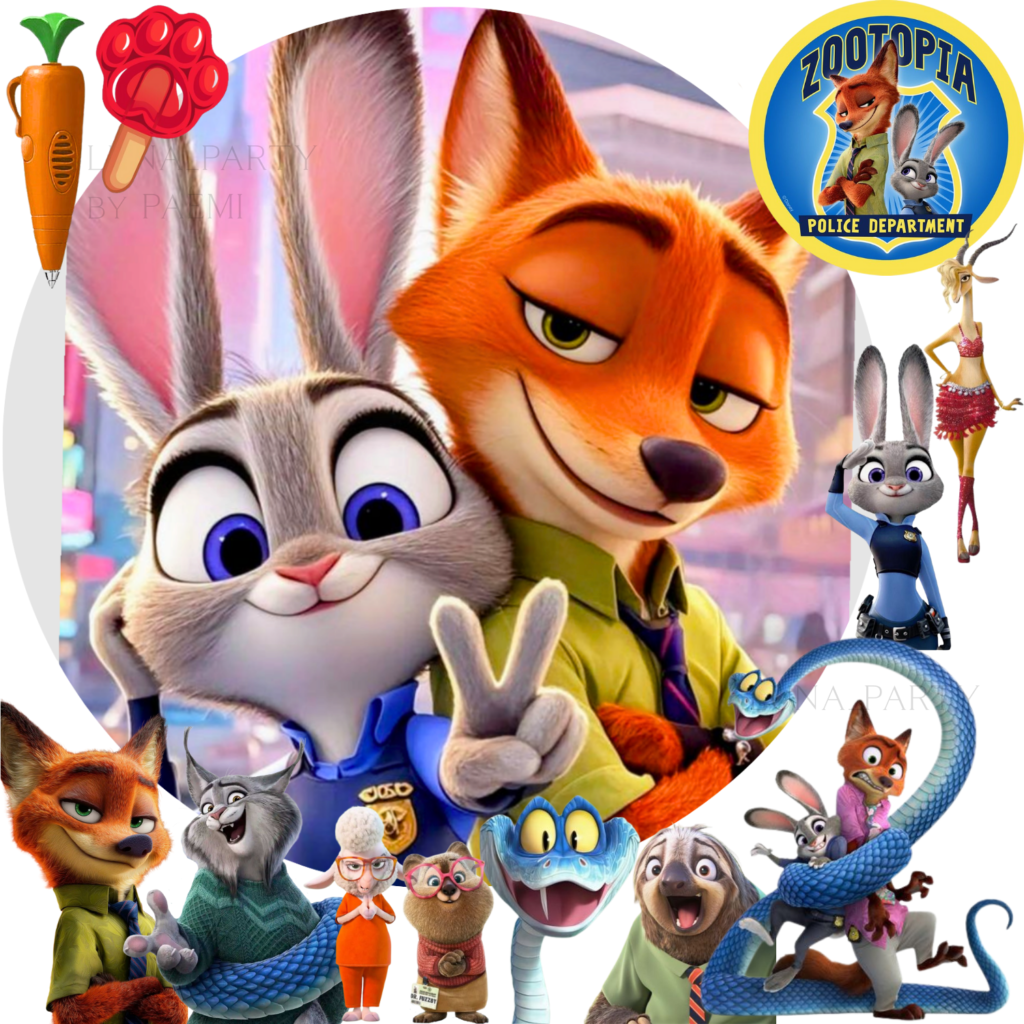 Opłatek na tort Zwierzogród Zootopia 13el.