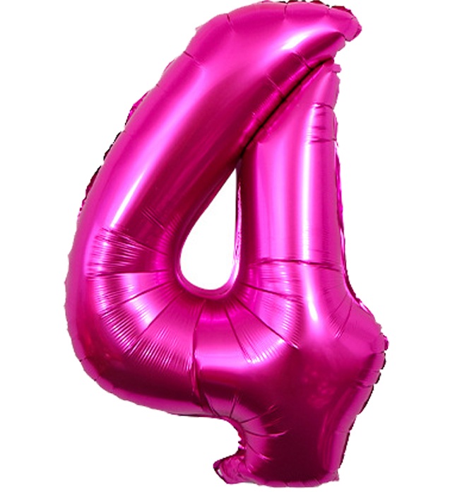 BALON FOLIOWY CYFRA 4 RÓŻOWA 100cm