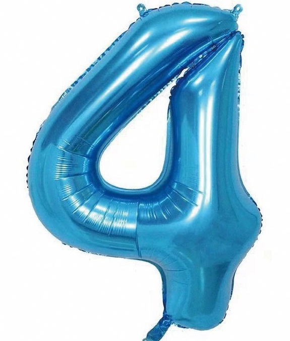 BALON FOLIOWY CYFRA 4 NIEBIESKA 100cm
