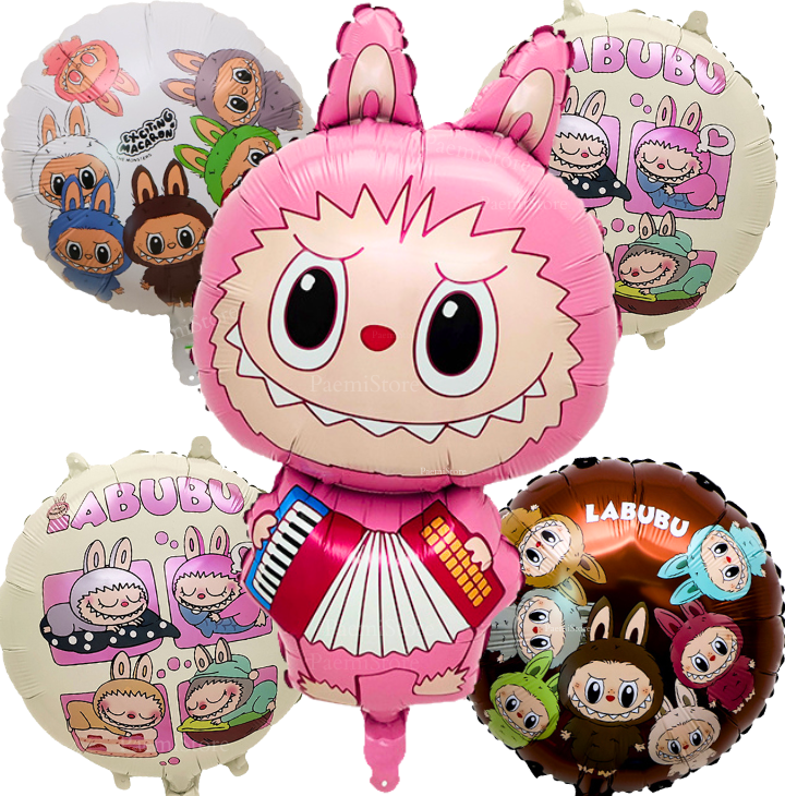 Balony foliowe Labubu różówy 5szt. monster urodziny dekoracja