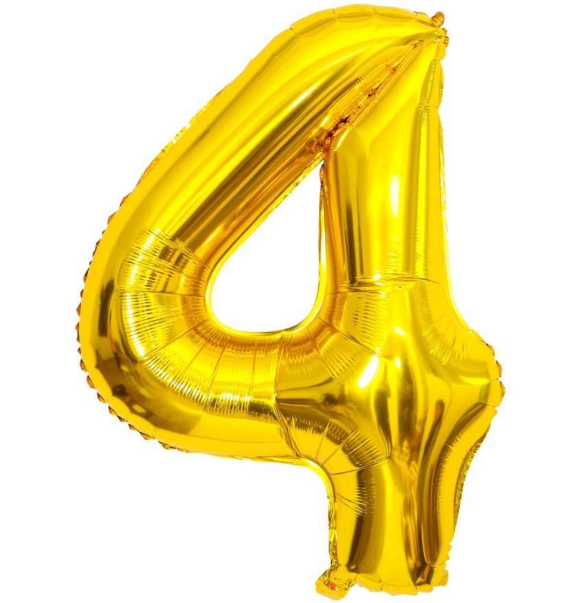 BALON FOLIOWY CYFRA 4 ZŁOTA 100cm