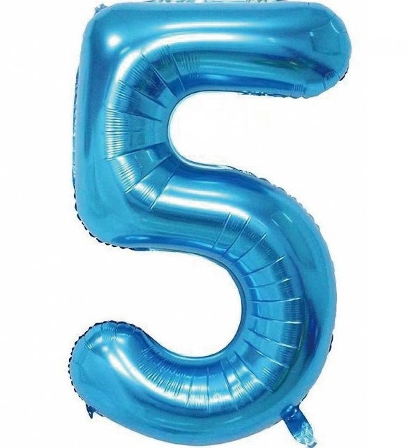 BALON FOLIOWY CYFRA 5 NIEBIESKA 100cm