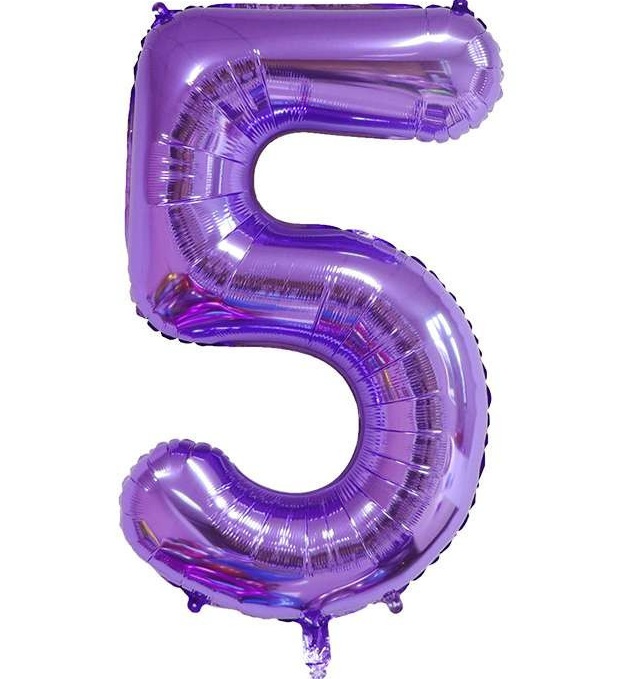 BALON FOLIOWY CYFRA 5 FIOLETOWA 100cm