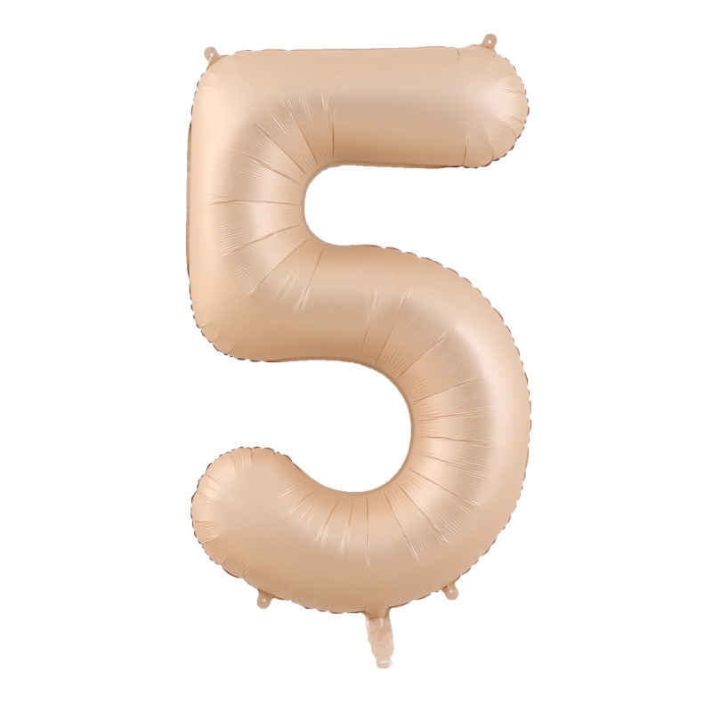 BALON FOLIOWY CYFRA 5 BEŻOWA 100cm