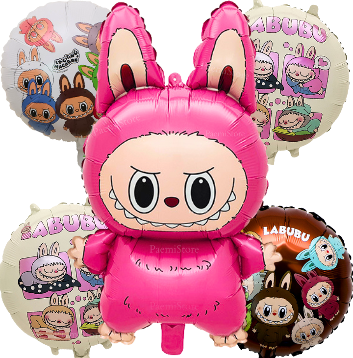 Balony foliowe Labubu różowy 5szt. monster urodziny dekoracja