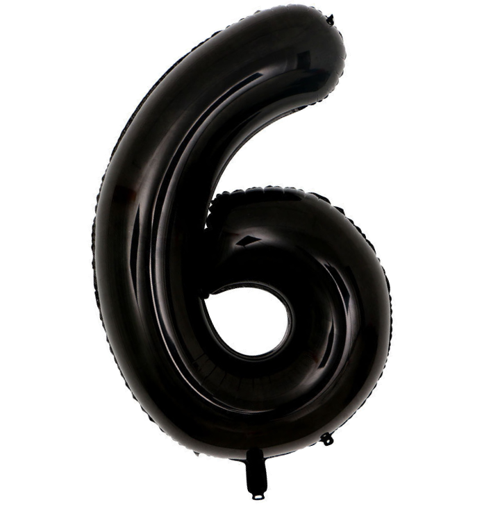 BALON FOLIOWY CYFRA 6 CZARNA 100cm