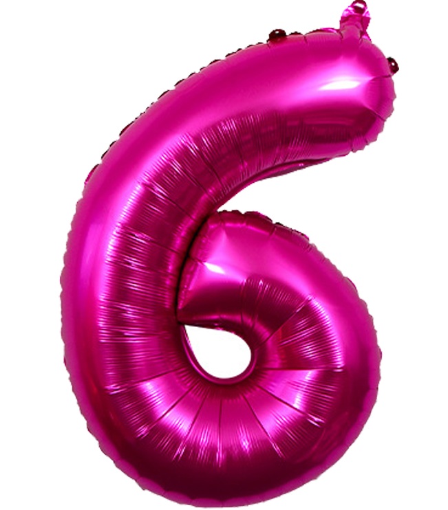 BALON FOLIOWY CYFRA 6 RÓŻOWA 100cm